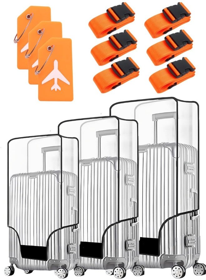 Fhauopsa 3 PCS Clear Suitcase Covers for Luggage, 20" 24" 28" Luggage Protector Suitcase Cover TSA Approved Waterproof Transparent PVC Protector (20"+24"+28") - Image 1